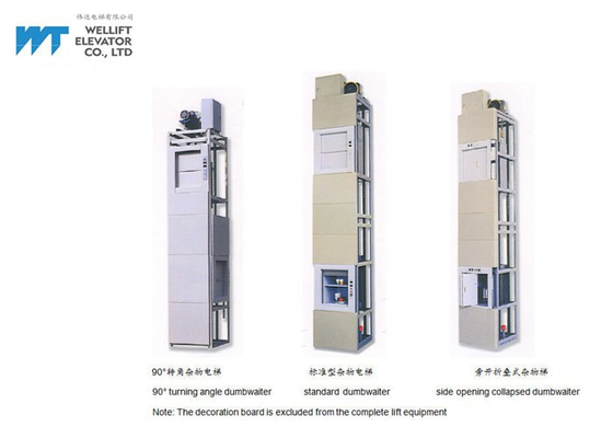 Thang máy Dumbwaiter khác nhau / Tốc độ nâng dịch vụ 0,4-1,0M / S Tải 100-500kg